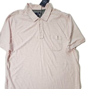1901 Polo Shirt Mens XL Pink Slub Pocket Cotton Viscose Casual Knit Short Sleeve